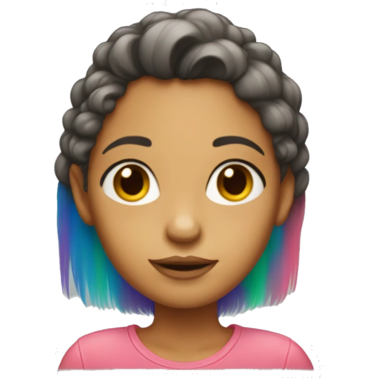 girl with half hair ranbow color emoji