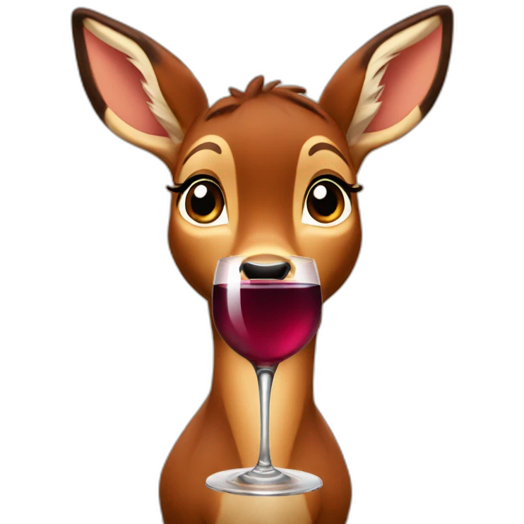 bambi drinking wine emoji