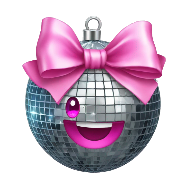 disco ball with pink bow emoji