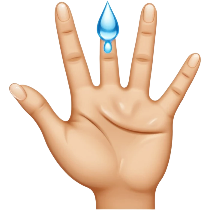 Water dripping directly off index and middle fingers of hand emoji