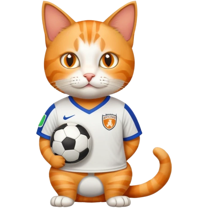 cat with a soocer t-shirt emoji