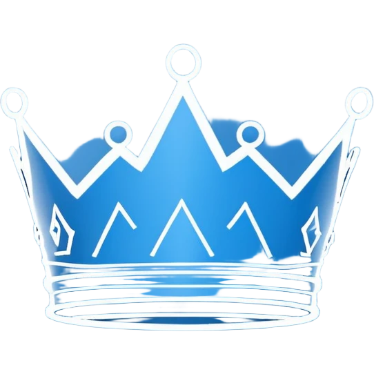 side view of a plain blue blueprint plan with a simple sketch of a crown in white lines emoji
