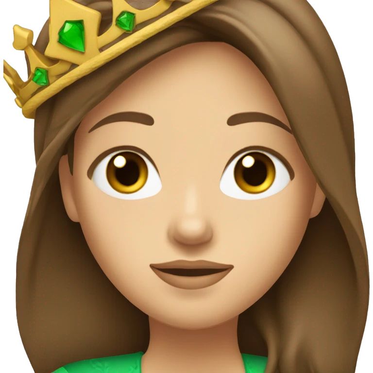 pretty 40 year old royal princess with grass green eyes and shoulder length straight brown hair with crown emoji