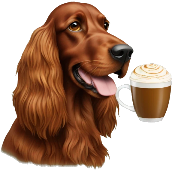 Happy Irish setter with cappuccino  emoji