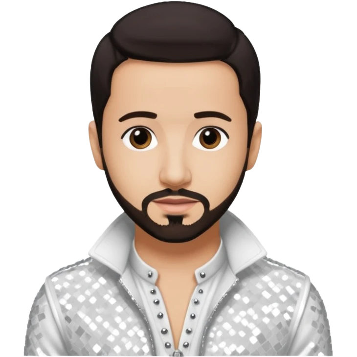 AJ McLean from Backstreet Boys with dark brown hair, white sequin outfit emoji
