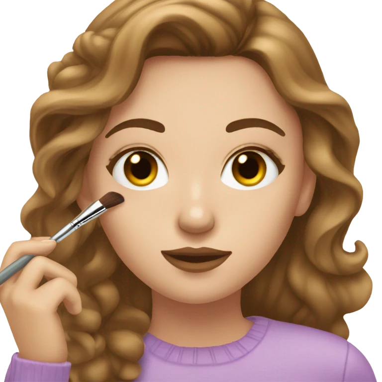 White girl with Brown hait doing makeip emoji