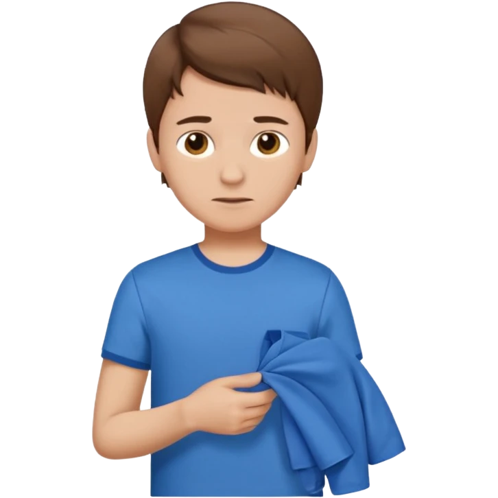 boy  brown hair folding clothes emoji