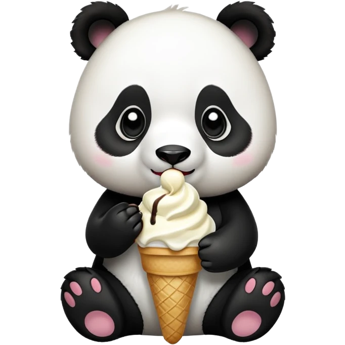 Panda eating ice cream emoji