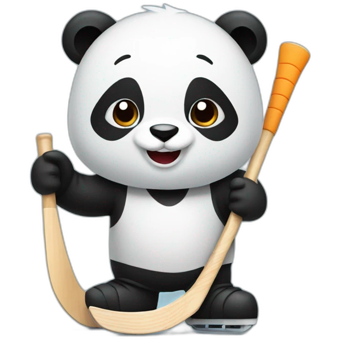 Panda play hockey emoji