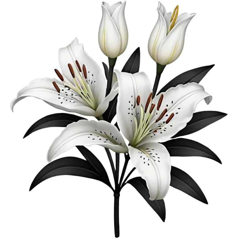 black and white lillies outline emoji