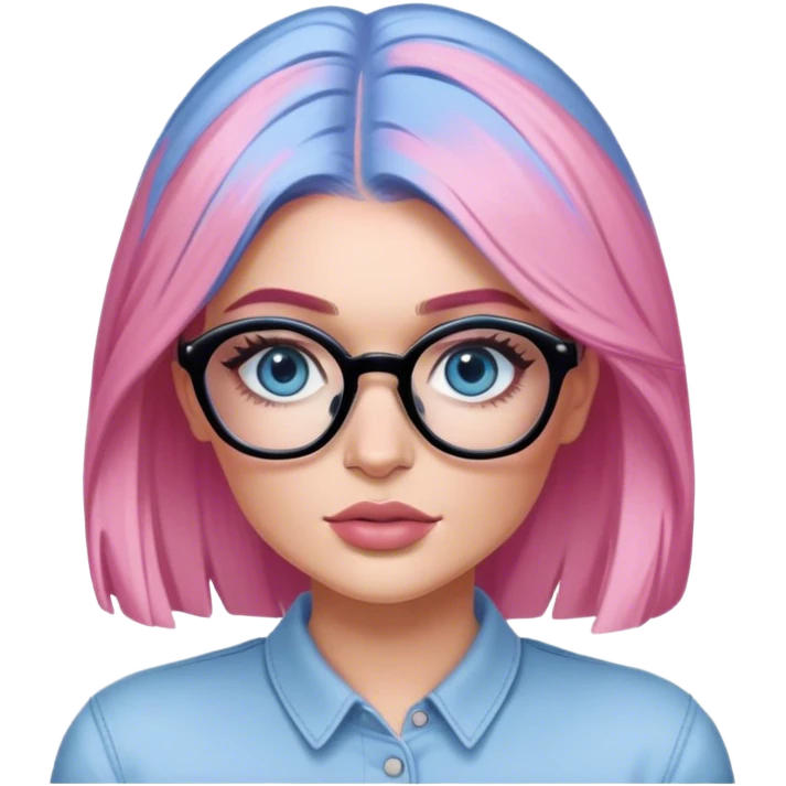 Hyper Realistic kylie jenner stylish pink hair BLUE eyes and glasses  emoji
