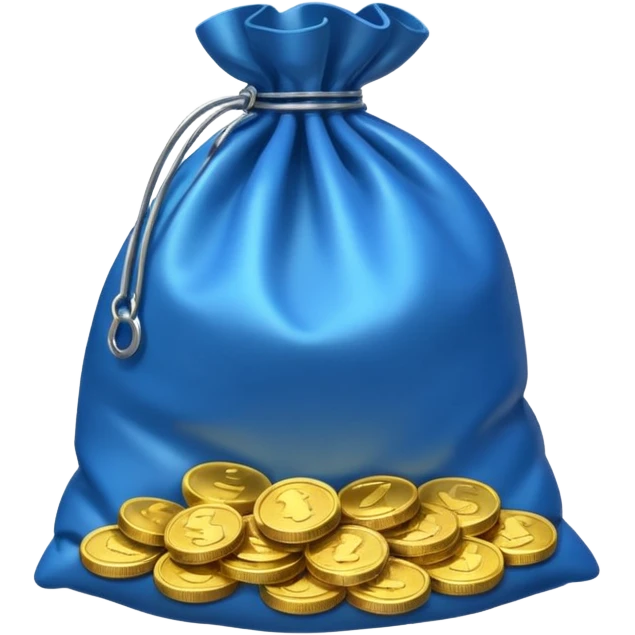 bag of blue coins emoji