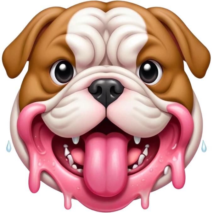Bulldog's tongue lolls out emoji