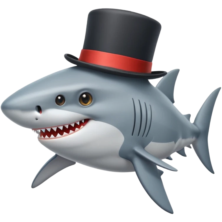 Shark with a top hat emoji