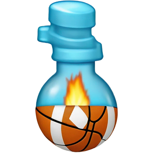 A Bunsen burner and a basketball. emoji