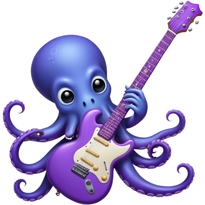 Blue octopus playing a purple guitar  emoji