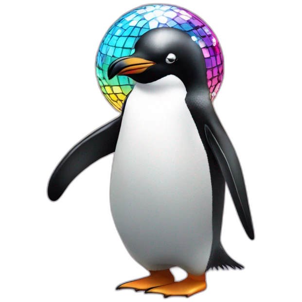 Penguin as a disco ball emoji