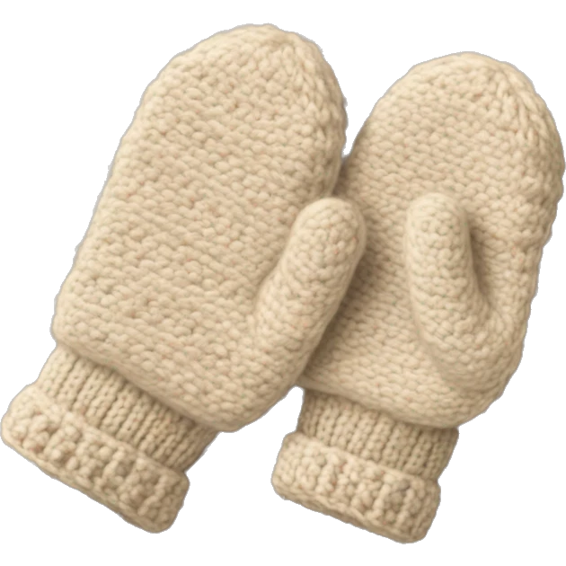wool Beige mittens w thumbs and crocheted no face emoji