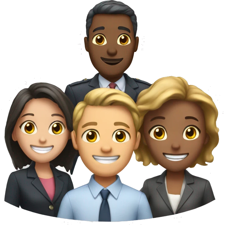 four office friends saying hurrah emoji