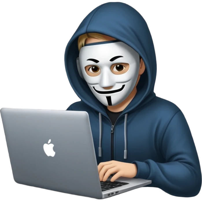 hacker with mask using laptop emoji