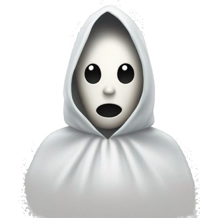 Person in a ghost costume with a pointy top emoji