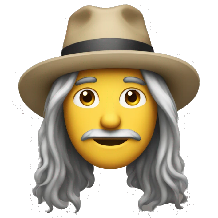 long hair, man, hat,small eyes emoji