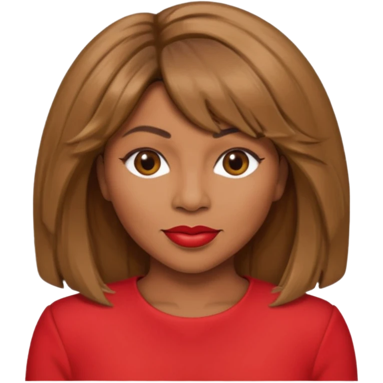 Tina Turner with long light brown hair, red outfit emoji