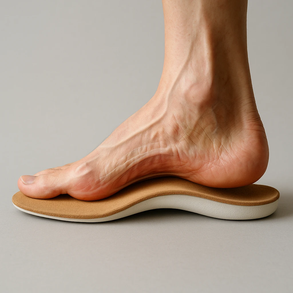 realistic anatomical detailed image of an orthopedic insole, clear view of foot support emoji
