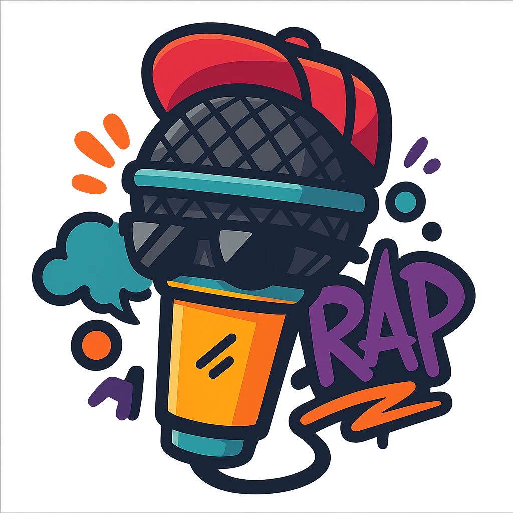 cool microphone with graffiti accents representing rap culture vibrant modern style streaming community badge emoji