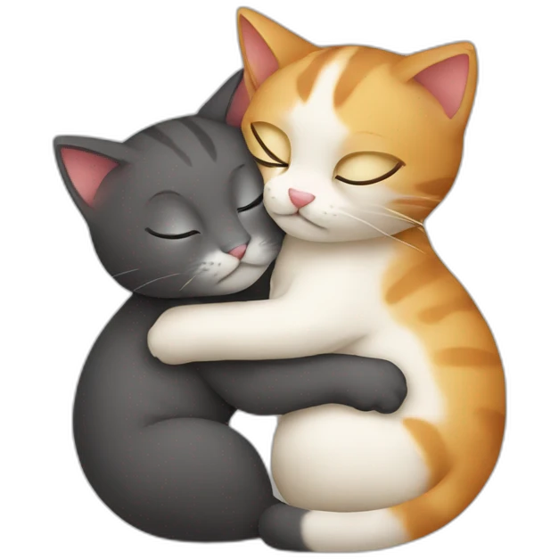 Two cats huging emoji