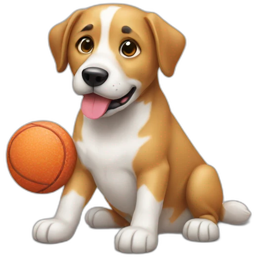 a dog with a toy emoji