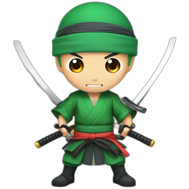 Rononoa zoro with his 3 katanas emoji