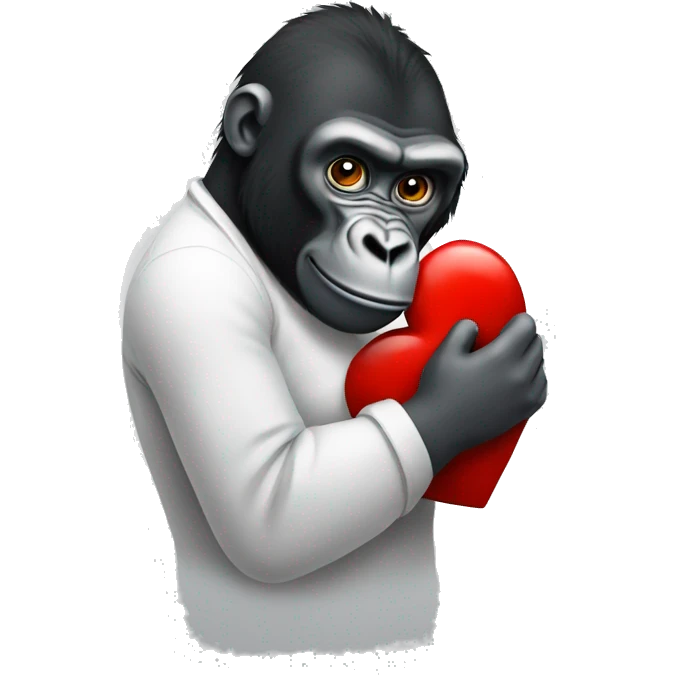 Gorilla hugging heart emoji