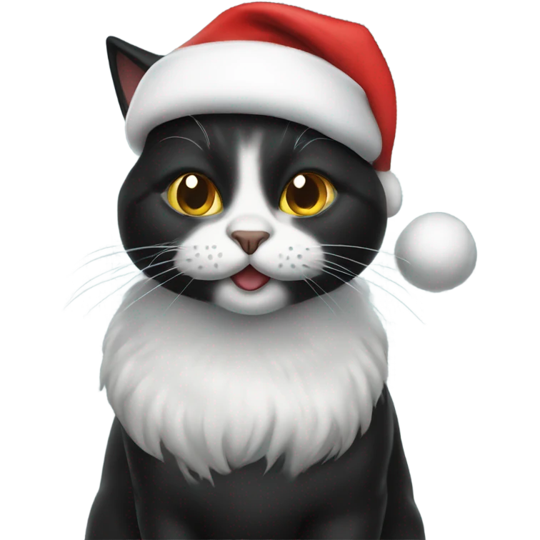 Black cat wearing a Santa hat emoji