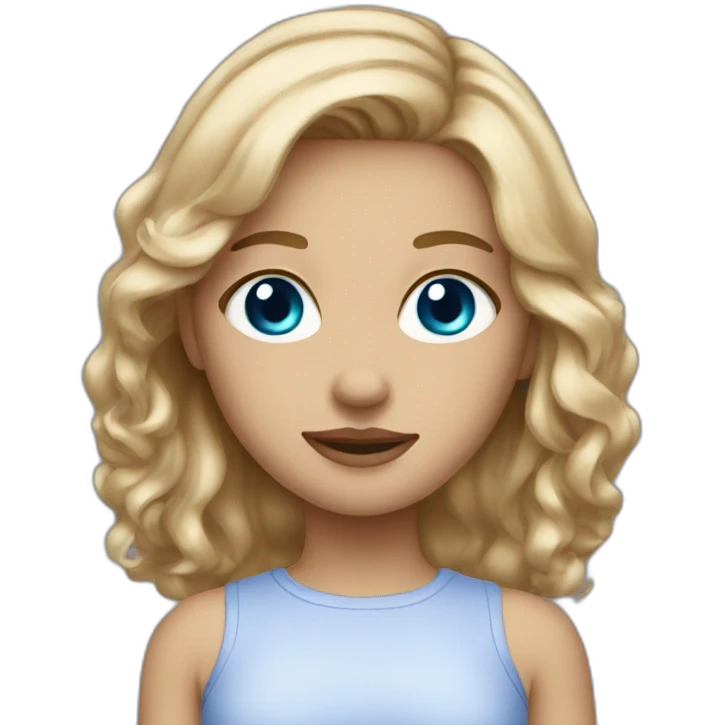 Medium lenght Dirty blonde hair girl with blue eyes  emoji