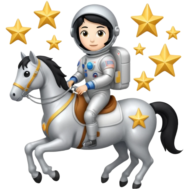 astronaut on horseback with stars in background emoji