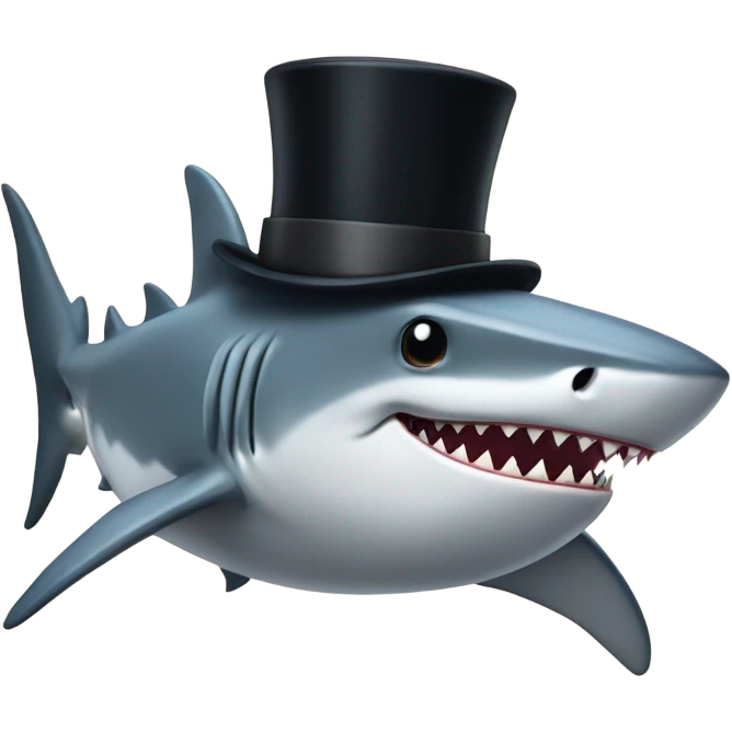Shark with a top hat emoji
