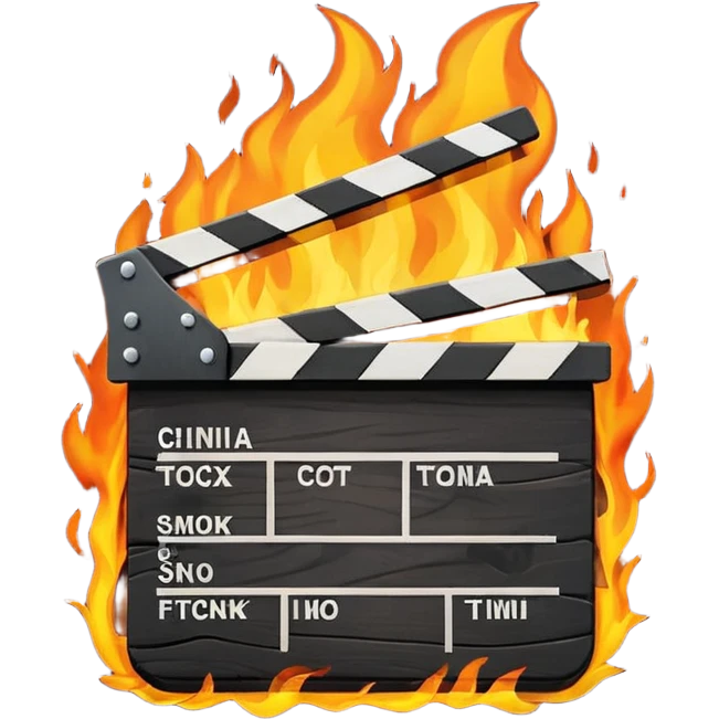 cinema clapboard on fire emoji