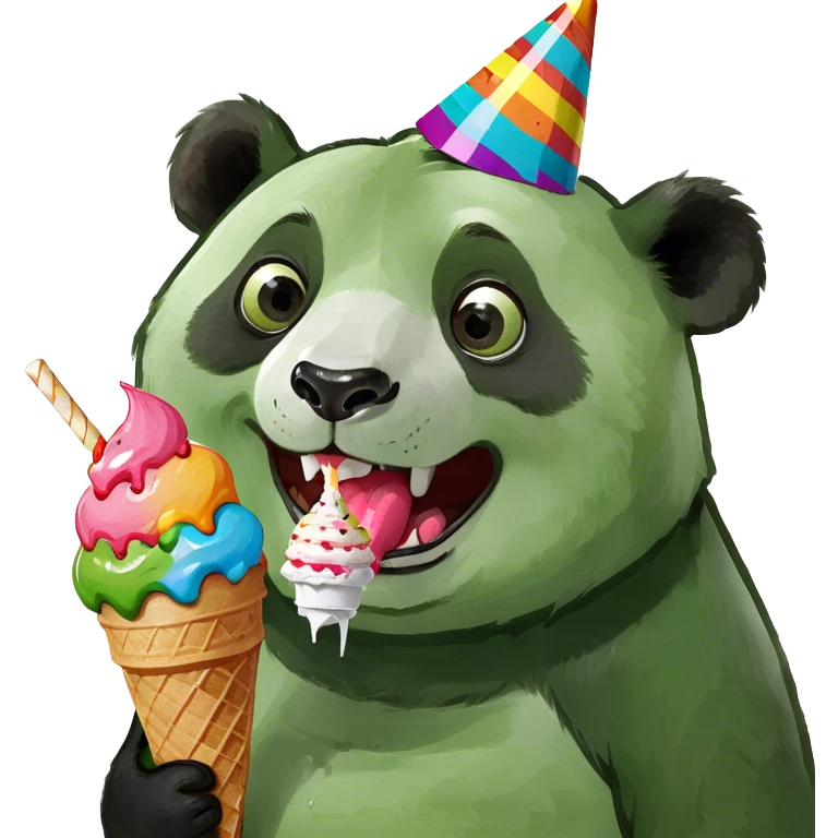 Panda eating ice cream emoji