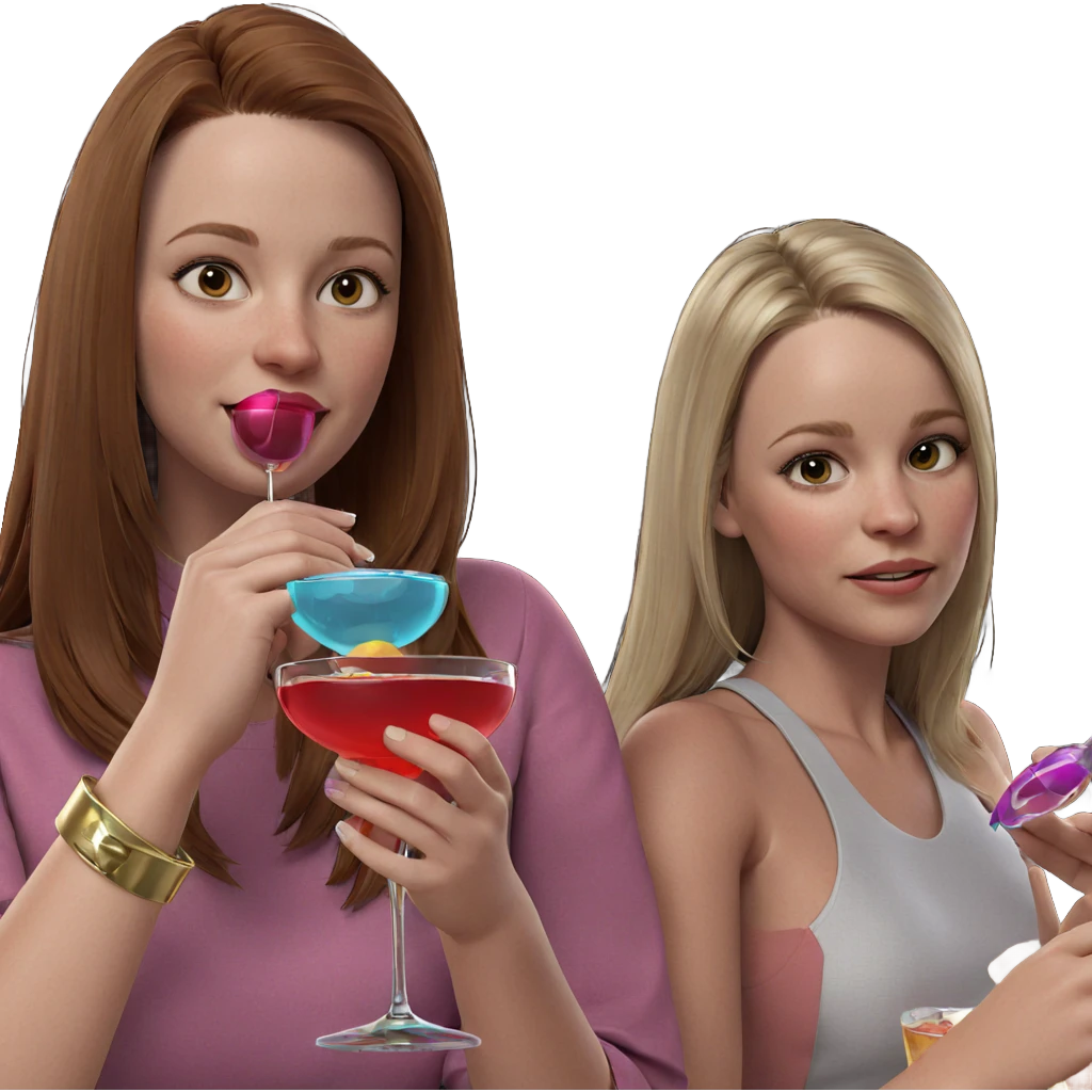 girls enjoying cocktails together emoji