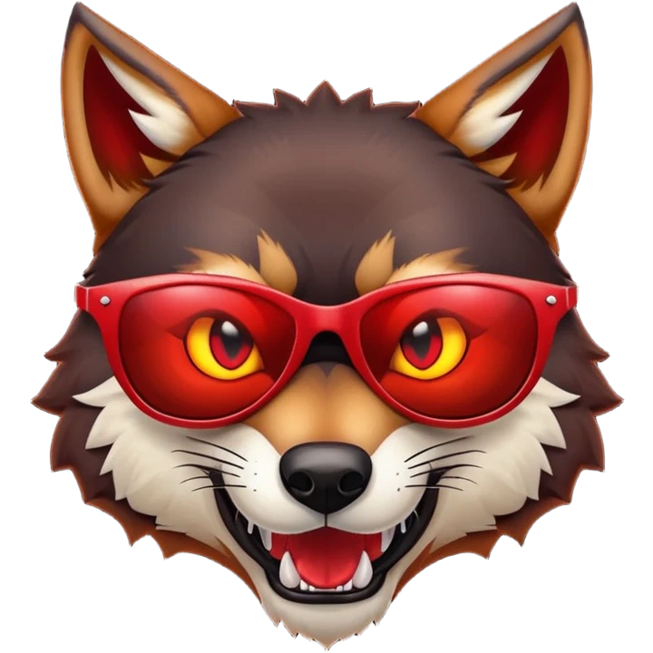 Evil Scary Red Wolf wearing sunglasses emoji