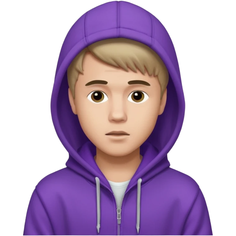 justin bieber, wear purple hoodie emoji