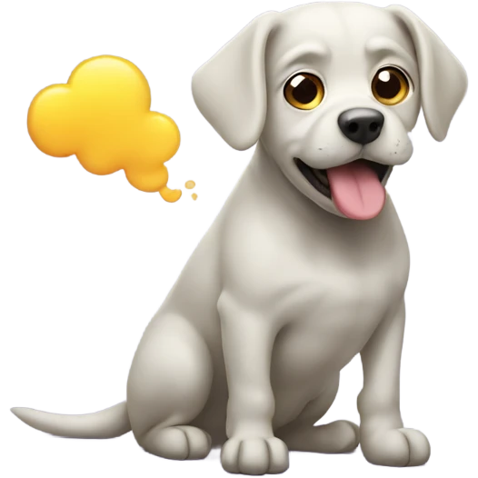 Dog with a fart cloud emoji