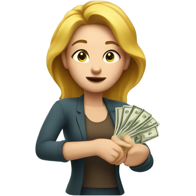 White woman counting money emoji