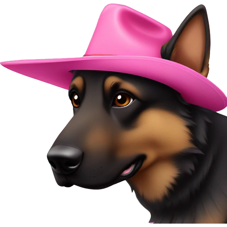 Dark German shepherd pink cowboy hat emoji