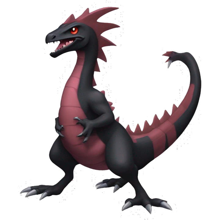 cool edgy black and maroon Dark-type nargacuga Salazzle Nargacuga Salandite Pokémon full body emoji
