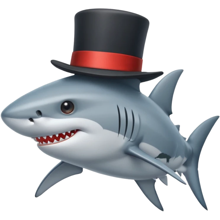 Shark with a top hat emoji