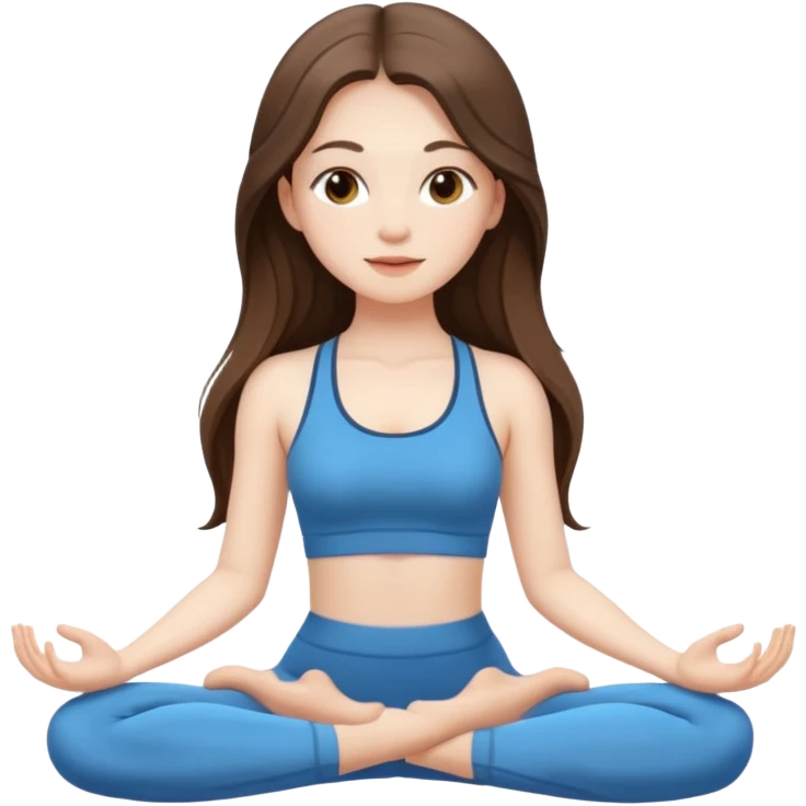 beautiful pale brunette girl with long hair doing yoga  emoji