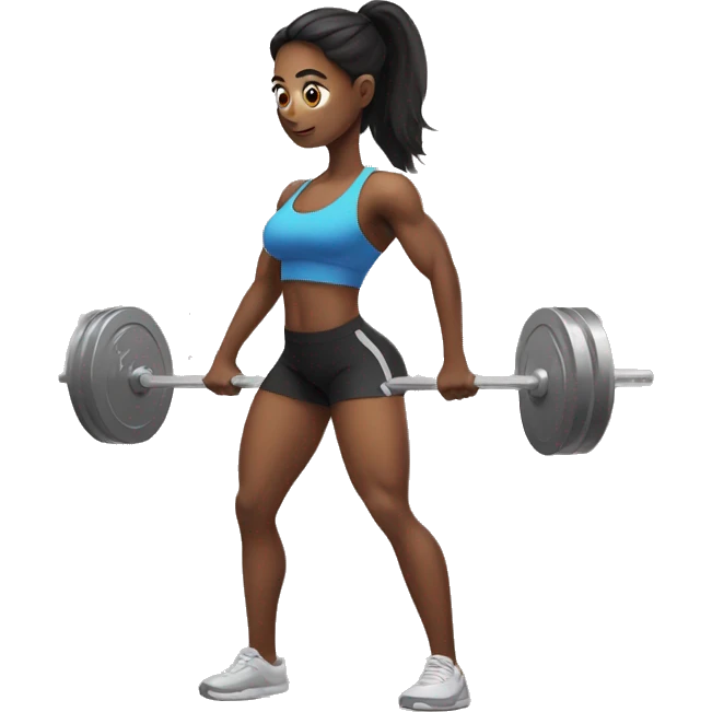 girl doing heavy barbell deadlifts  emoji
