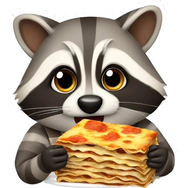 Raccoon eating lasagna  emoji